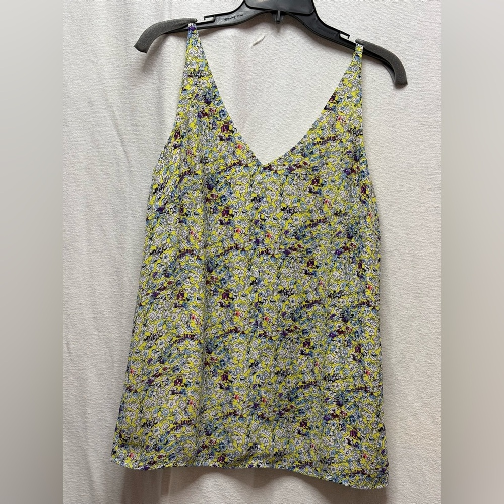 CAbi Yellow Floral V-Neck Camisole with Multicolor Print